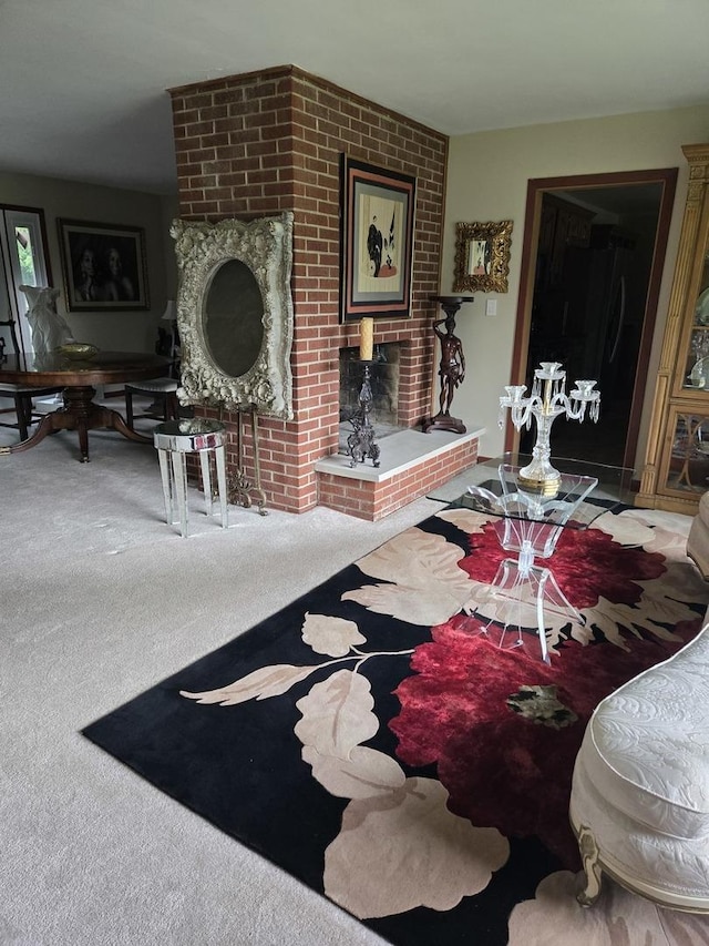 842 Highview Ave, Olympia Fields, IL 60461 - carpeted living room featuring a brick fireplace