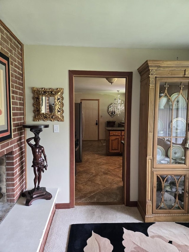 842 Highview Ave, Olympia Fields, IL 60461 - hall with carpet and a chandelier