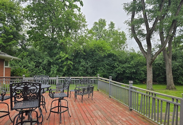 842 Highview Ave, Olympia Fields, IL 60461 - wooden terrace with outdoor dining space, a lawn, and view of scattered trees
