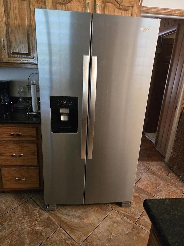 842 Highview Ave, Olympia Fields, IL 60461 - kitchen with stainless steel fridge and dark countertops