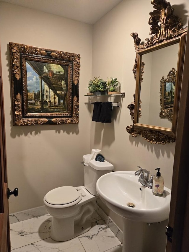 842 Highview Ave, Olympia Fields, IL 60461 - bathroom with marble look tile flooring and toilet
