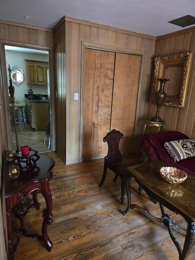842 Highview Ave, Olympia Fields, IL 60461 - hall featuring hardwood / wood-style flooring and wooden walls