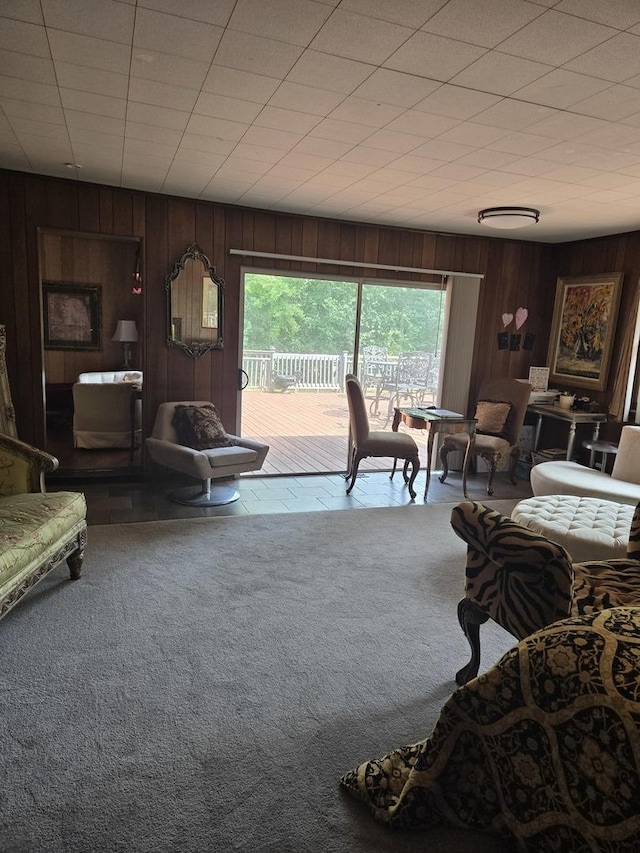 842 Highview Ave, Olympia Fields, IL 60461 - carpeted living area featuring wooden walls