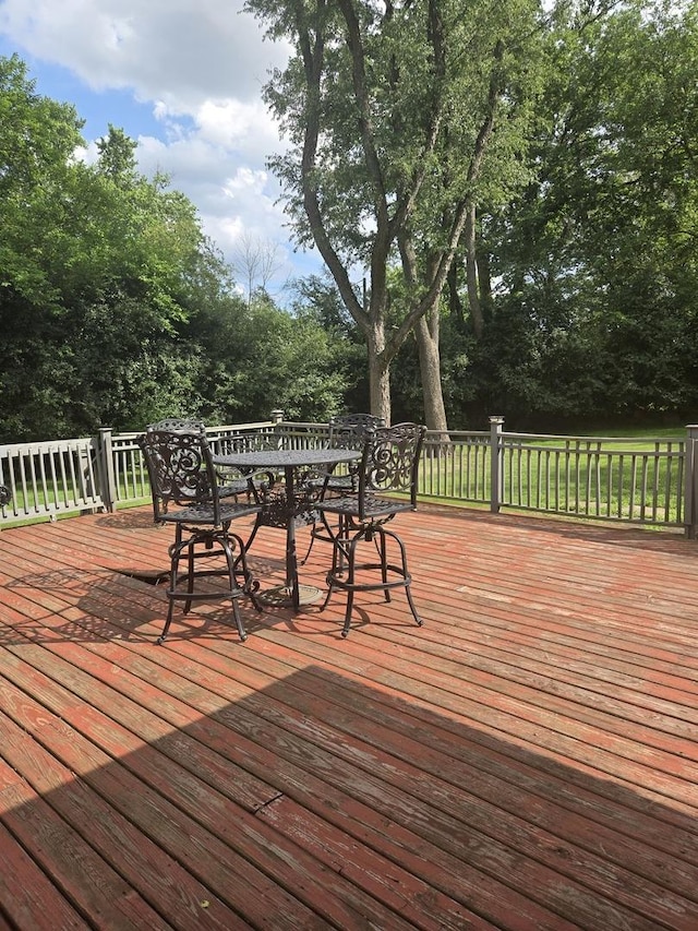 842 Highview Ave, Olympia Fields, IL 60461 - deck featuring outdoor dining space and view of wooded area