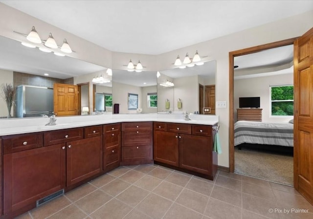 1103 Paul Ct, Fox River Grove, IL 60021 - bathroom with ensuite bathroom, double vanity, tile patterned flooring, and a shower with shower door