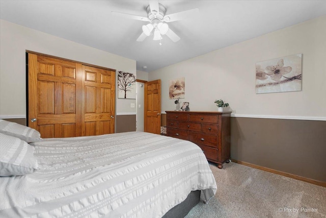 1103 Paul Ct, Fox River Grove, IL 60021 - bedroom with light carpet and a ceiling fan