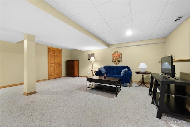 1103 Paul Ct, Fox River Grove, IL 60021 - living area with carpet floors and a paneled ceiling