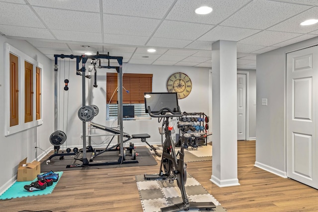184 Primrose Ln, Bartlett, IL 60103 - exercise room with wood finished floors and a drop ceiling