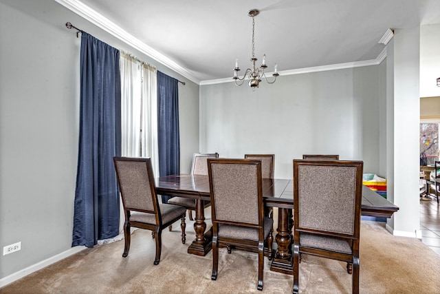 184 Primrose Ln, Bartlett, IL 60103 - dining room with a chandelier, ornamental molding, and carpet floors