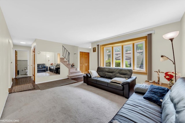 1330 S Mallard Ln, Mount Prospect, IL 60056 - living area with carpet flooring and stairway