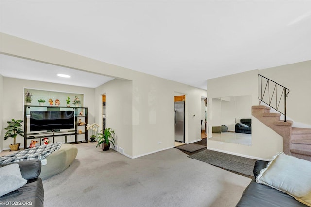 1330 S Mallard Ln, Mount Prospect, IL 60056 - carpeted living area with stairway and recessed lighting
