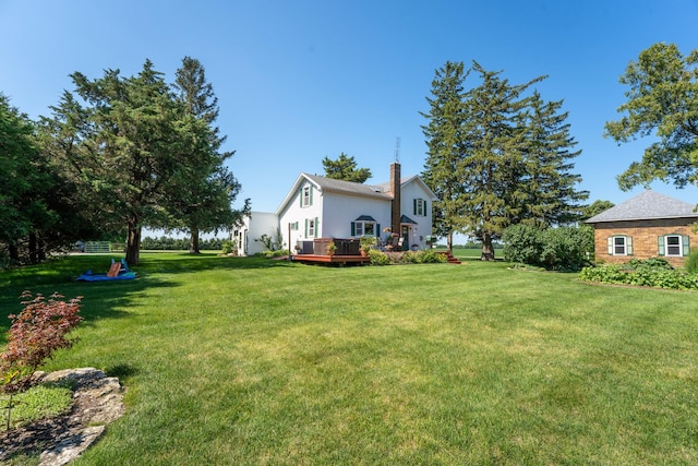 1392 Red Brick Rd, Dixon, IL 61021 - view of green lawn featuring a wooden deck