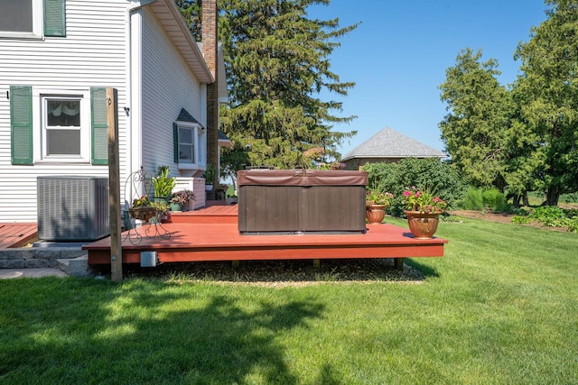 1392 Red Brick Rd, Dixon, IL 61021 - view of grassy yard with a hot tub and a deck