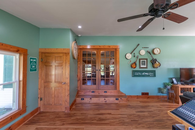 1392 Red Brick Rd, Dixon, IL 61021 - living room with wood finished floors, plenty of natural light, recessed lighting, and ceiling fan