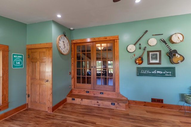 1392 Red Brick Rd, Dixon, IL 61021 - dining area with french doors, wood finished floors, and recessed lighting