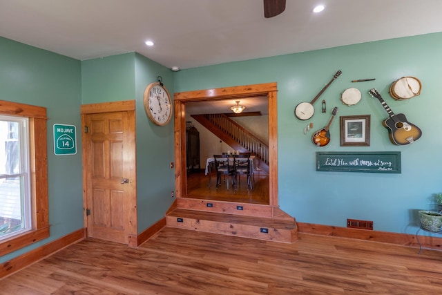 1392 Red Brick Rd, Dixon, IL 61021 - interior space with wood finished floors, recessed lighting, and ceiling fan