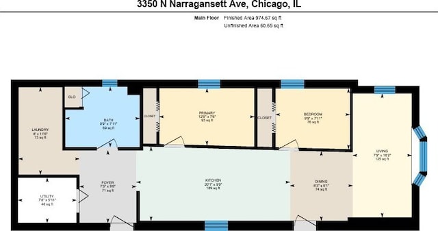 3348 N Narragansett Ave, Chicago, IL 60634 - view of floor plan / room layout