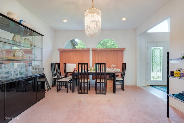 20825 Brookside Blvd, Olympia Fields, IL 60461 - dining room featuring carpet floors, a chandelier, and recessed lighting