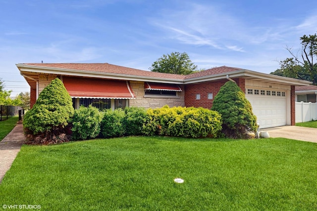 80 E Fremont Ave, Des Plaines, IL 60016 - ranch-style house featuring an attached garage, driveway, stone siding, and brick siding