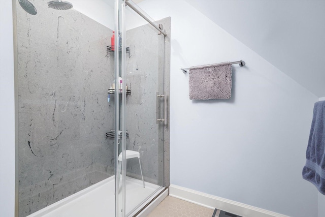 3010 Wisconsin Ave, Berwyn, IL 60402 - bathroom featuring a marble finish shower and baseboards