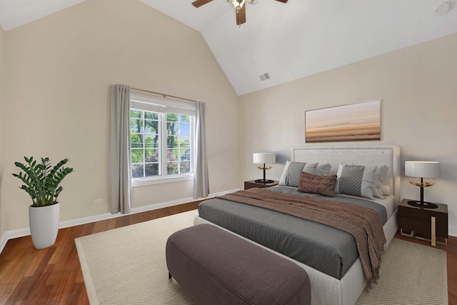 445 E Crescent Ave, Elmhurst, IL 60126 - bedroom featuring wood finished floors, vaulted ceiling, and ceiling fan