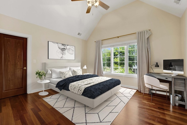 445 E Crescent Ave, Elmhurst, IL 60126 - bedroom featuring lofted ceiling, wood finished floors, ceiling fan, and a desk