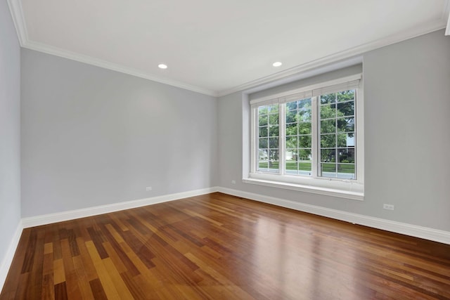 445 E Crescent Ave, Elmhurst, IL 60126 - spare room featuring dark wood-style flooring, crown molding, and recessed lighting