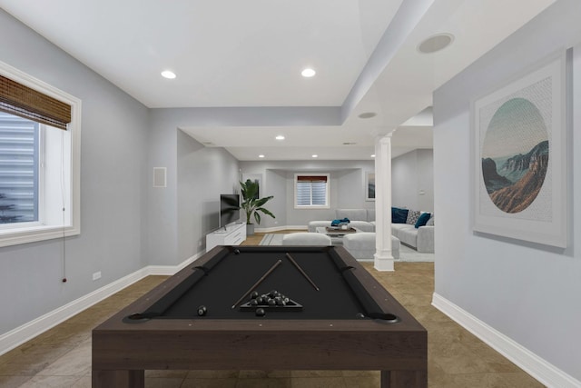 445 E Crescent Ave, Elmhurst, IL 60126 - playroom with billiards table, recessed lighting, and ornate columns