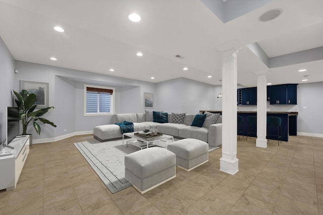 445 E Crescent Ave, Elmhurst, IL 60126 - living room featuring ornate columns and recessed lighting