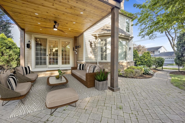 445 E Crescent Ave, Elmhurst, IL 60126 - view of patio with ceiling fan and an outdoor hangout area