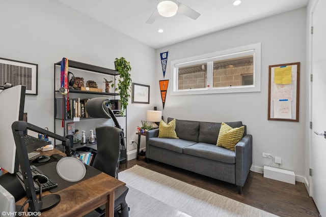 2224 N Seeley Ave Unit 2, Chicago, IL 60647 - office space featuring wood finished floors, a ceiling fan, and recessed lighting