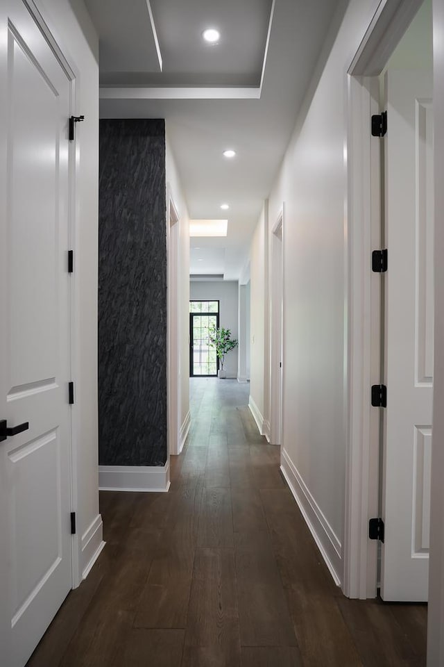 1847 Dexter Ln, Des Plaines, IL 60018 - hallway with dark wood-type flooring and recessed lighting