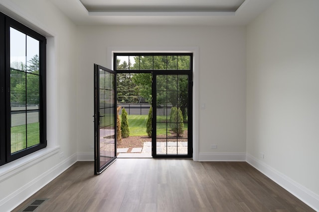 1847 Dexter Ln, Des Plaines, IL 60018 - unfurnished room featuring dark wood finished floors and a raised ceiling