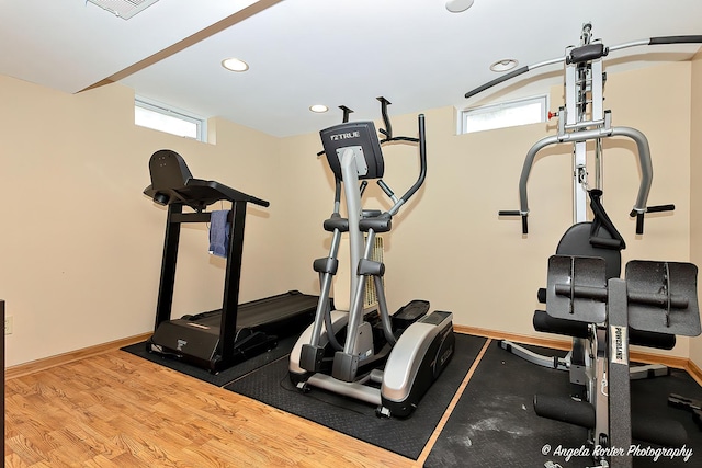 702 W Broadway St, Mchenry, IL 60051 - exercise area featuring recessed lighting and wood finished floors