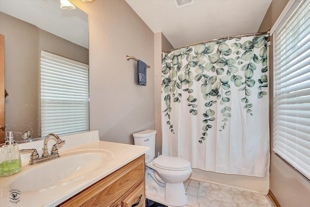 5692 W Roosevelt St, Monee, IL 60449 - bathroom with vanity, tile patterned floors, and shower / bathtub combination with curtain