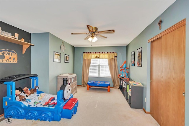 5692 W Roosevelt St, Monee, IL 60449 - carpeted bedroom featuring a ceiling fan and baseboards