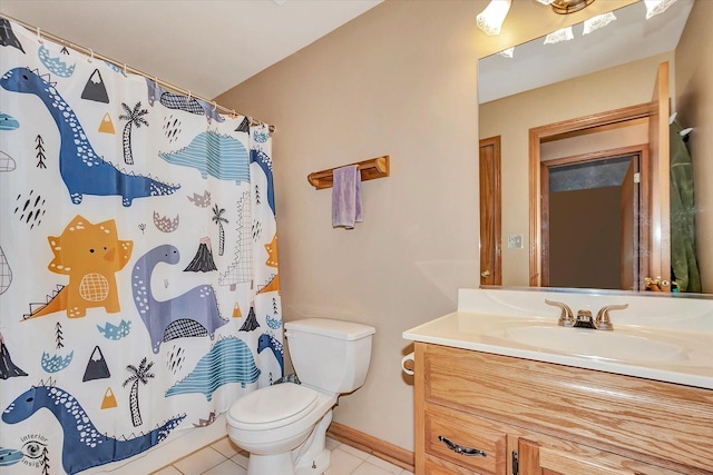 5692 W Roosevelt St, Monee, IL 60449 - bathroom with vanity, tile patterned floors, and curtained shower