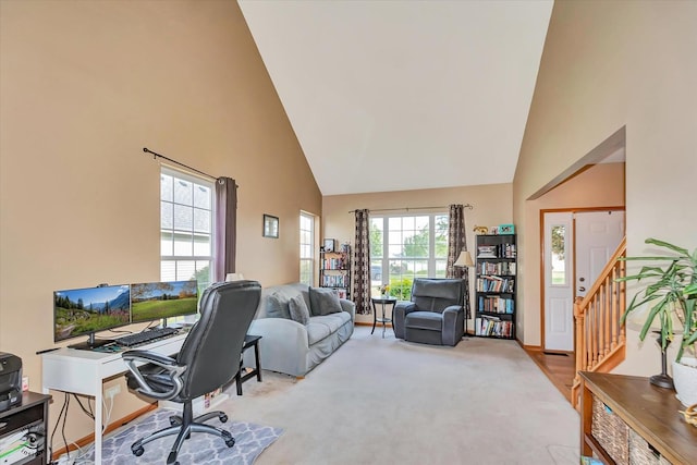 5692 W Roosevelt St, Monee, IL 60449 - office area with high vaulted ceiling and carpet