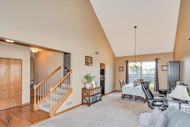5692 W Roosevelt St, Monee, IL 60449 - carpeted office featuring high vaulted ceiling and a chandelier