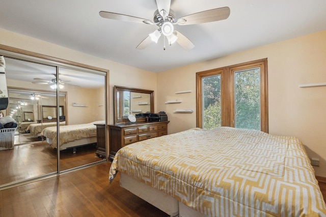 715 N 4th St, Dekalb, IL 60115 - bedroom featuring dark wood-style floors, a closet, and ceiling fan