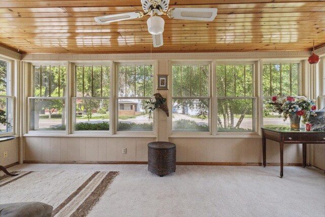 715 N 4th St, Dekalb, IL 60115 - unfurnished sunroom featuring wooden ceiling, plenty of natural light, and carpet flooring