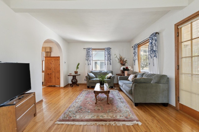 715 N 4th St, Dekalb, IL 60115 - living area with arched walkways and light wood-style flooring