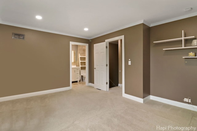627 Bayview Pt, Schaumburg, IL 60194 - unfurnished bedroom with light carpet, ornamental molding, recessed lighting, and ensuite bathroom