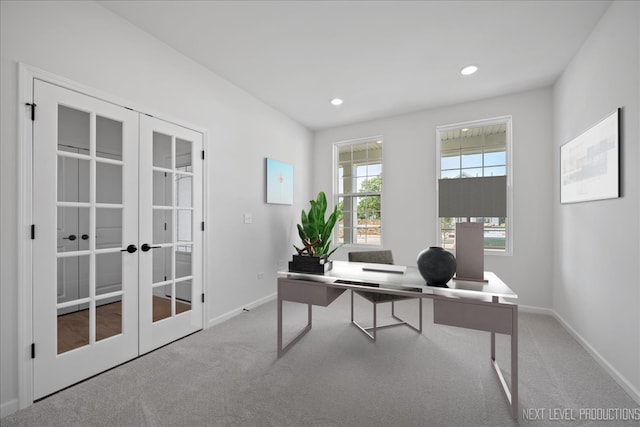 2308 Lawlor Ln, Naperville, IL 60564 - office featuring french doors, carpet, and recessed lighting