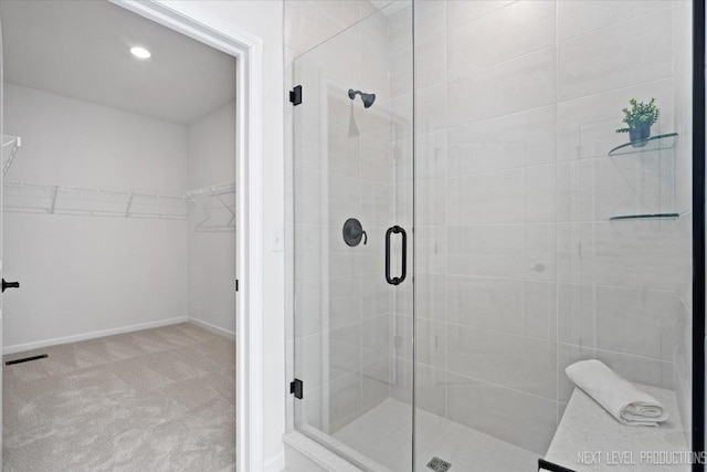 2308 Lawlor Ln, Naperville, IL 60564 - full bath with a shower stall, a spacious closet, and recessed lighting