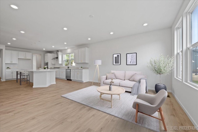 2308 Lawlor Ln, Naperville, IL 60564 - living area with light wood-style floors and recessed lighting