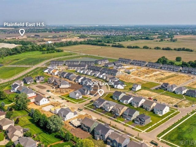 2308 Lawlor Ln, Naperville, IL 60564 - aerial overview of property's location featuring rural landscape