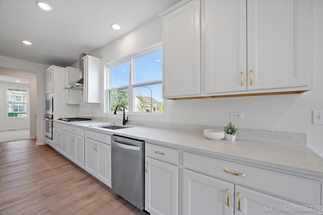 2308 Lawlor Ln, Naperville, IL 60564 - kitchen featuring stainless steel appliances, white cabinetry, light wood-type flooring, recessed lighting, and light countertops