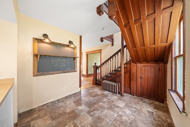 220 N Cedar St, Waterman, IL 60556 - stairway with radiator and stone finish floors