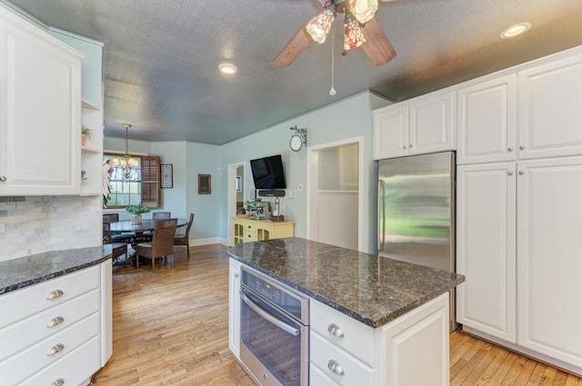 26 Carriage House Ln, Orland Park, IL 60467 - kitchen with stainless steel appliances, ceiling fan, light wood-type flooring, white cabinetry, and recessed lighting